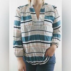 💥LOFT Striped Long Sleeve V- Neck Sailor Collar Top M